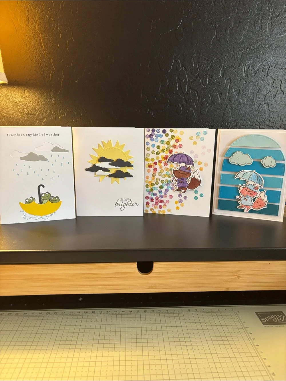 Handmade Rainy Day Greeting Card Set